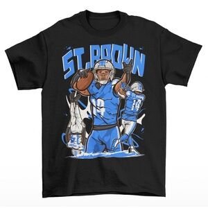 NEW Amon-Ra St. Brown Cartoon Style Detroit Football T-Shirt